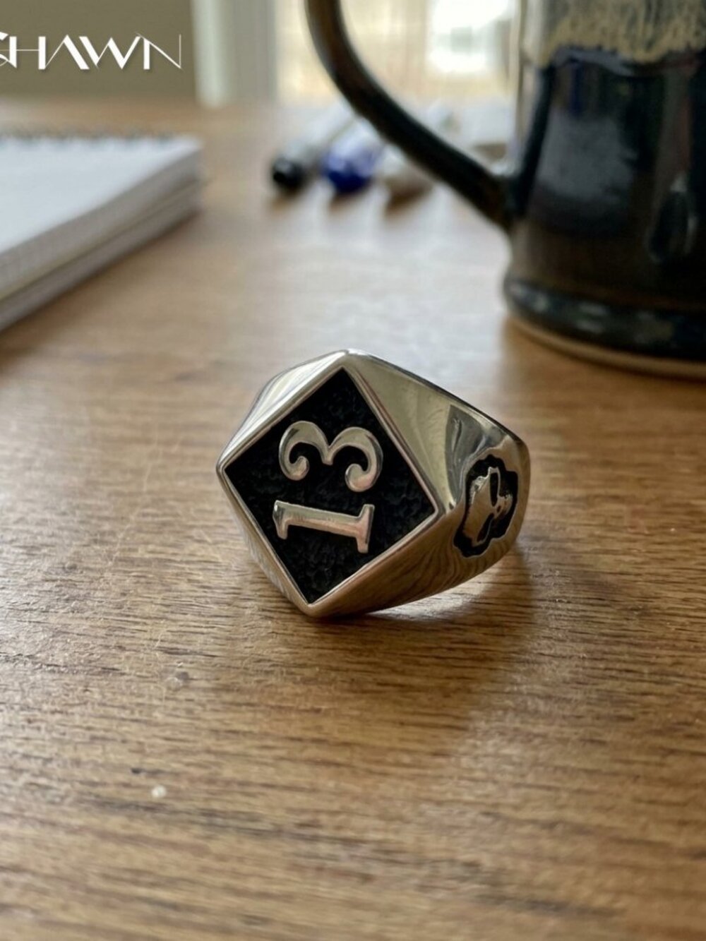 Mens Lucky 13 Skull Biker Ring